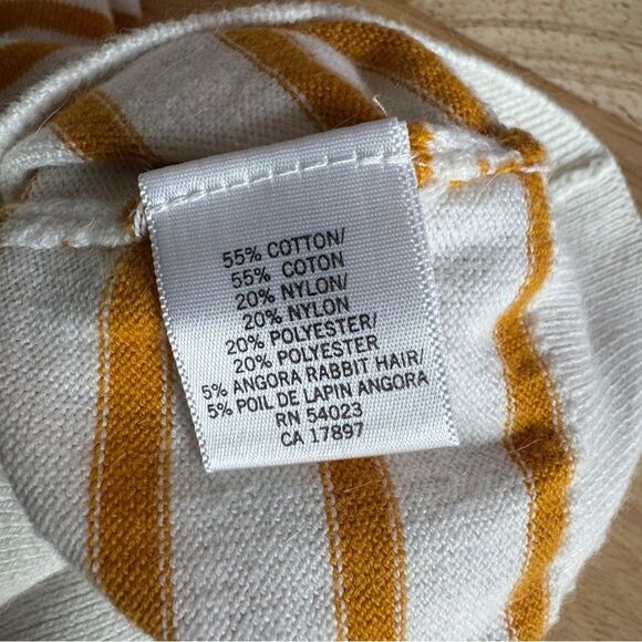 Banana Republic Sweater White/Mustard Yellow Striped w/Buttons EUC Size Medium - Picture 6 of 7